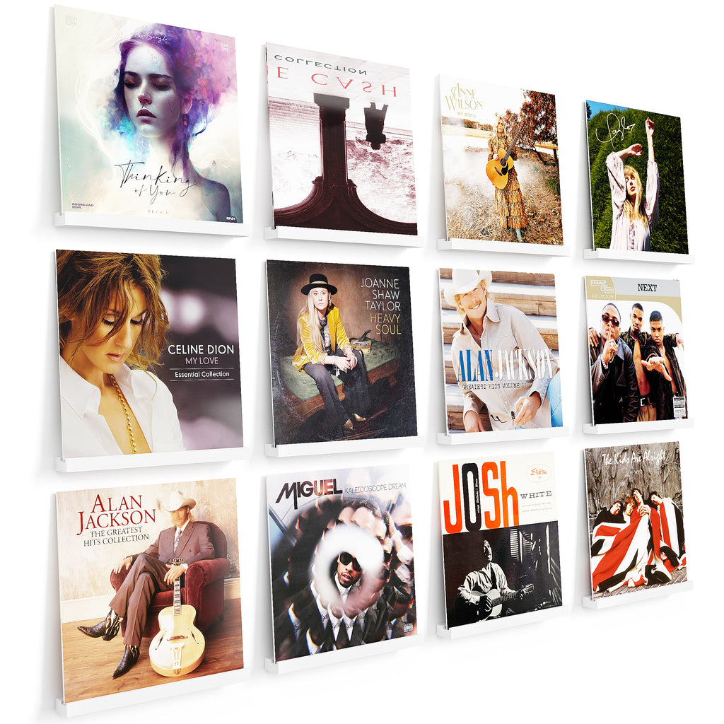 8 Packs Vinyl Record Storage, 12 inch Vinyl Record Stand Wall Mount Vinyl Record Holder（White）