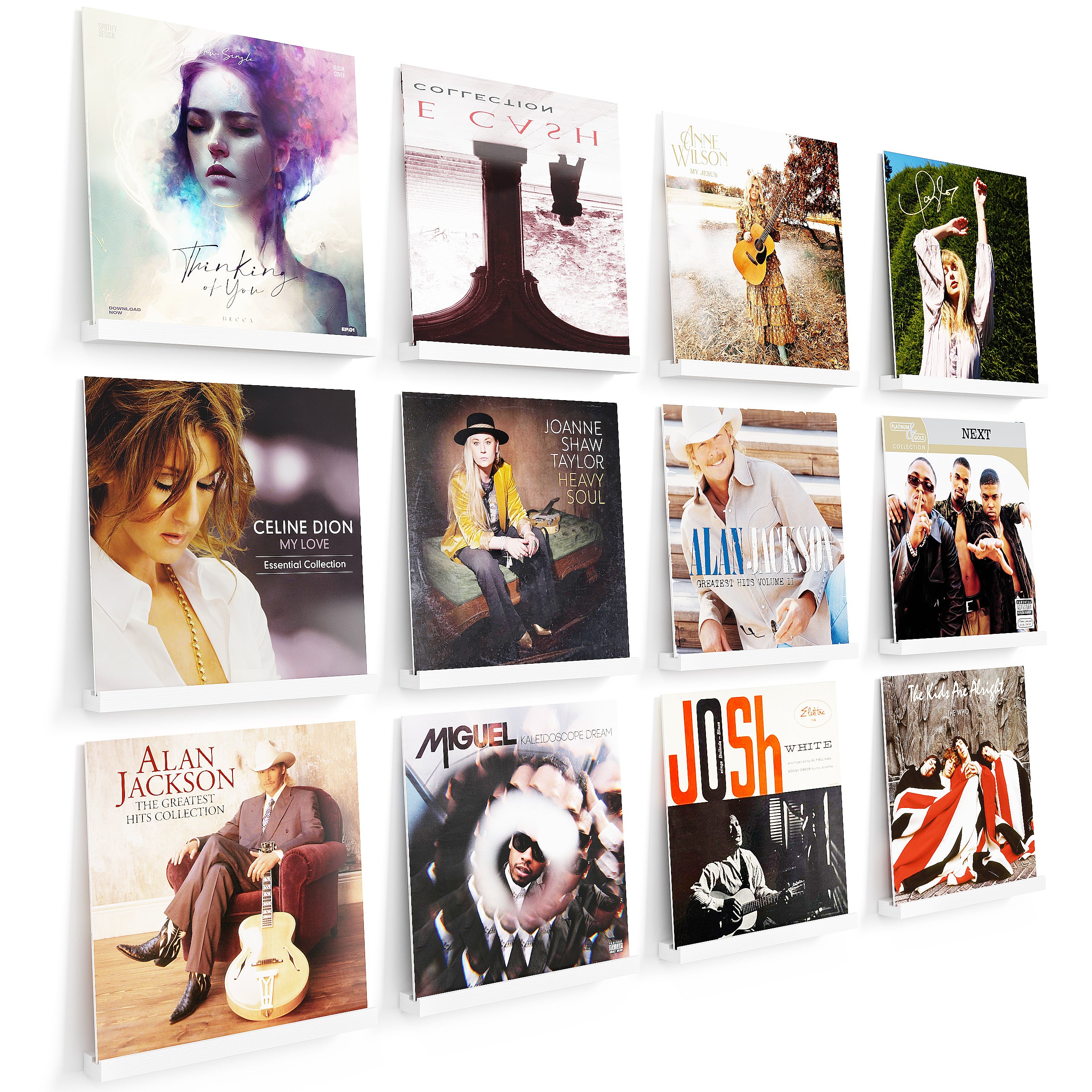 8 Packs Vinyl Record Storage, 12 inch Vinyl Record Stand Wall Mount Vinyl Record Holder（White）
