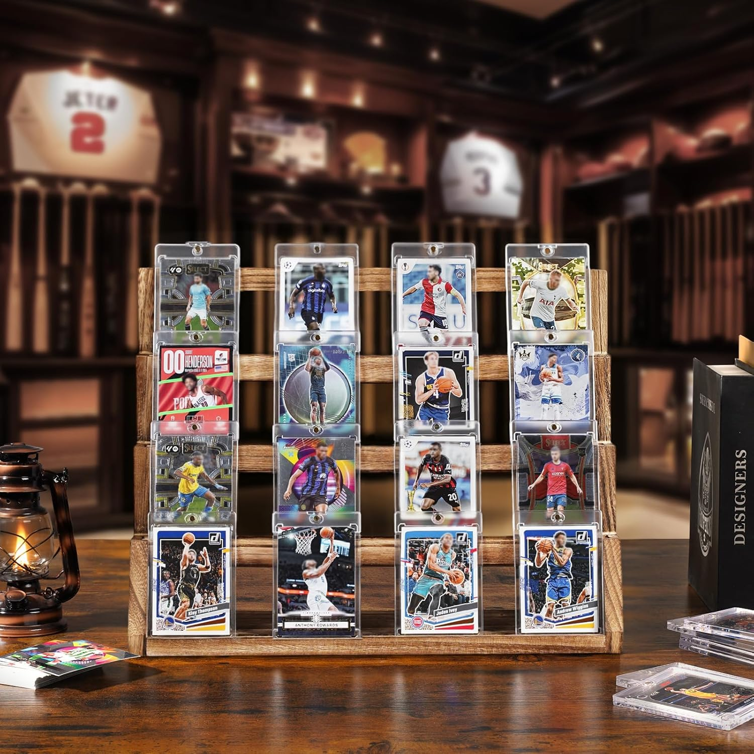 4-Tier Trading Card Display Rustic Brown