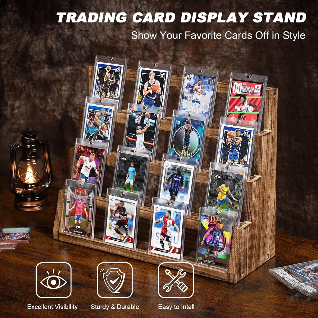 4-Tier Trading Card Display Rustic Brown