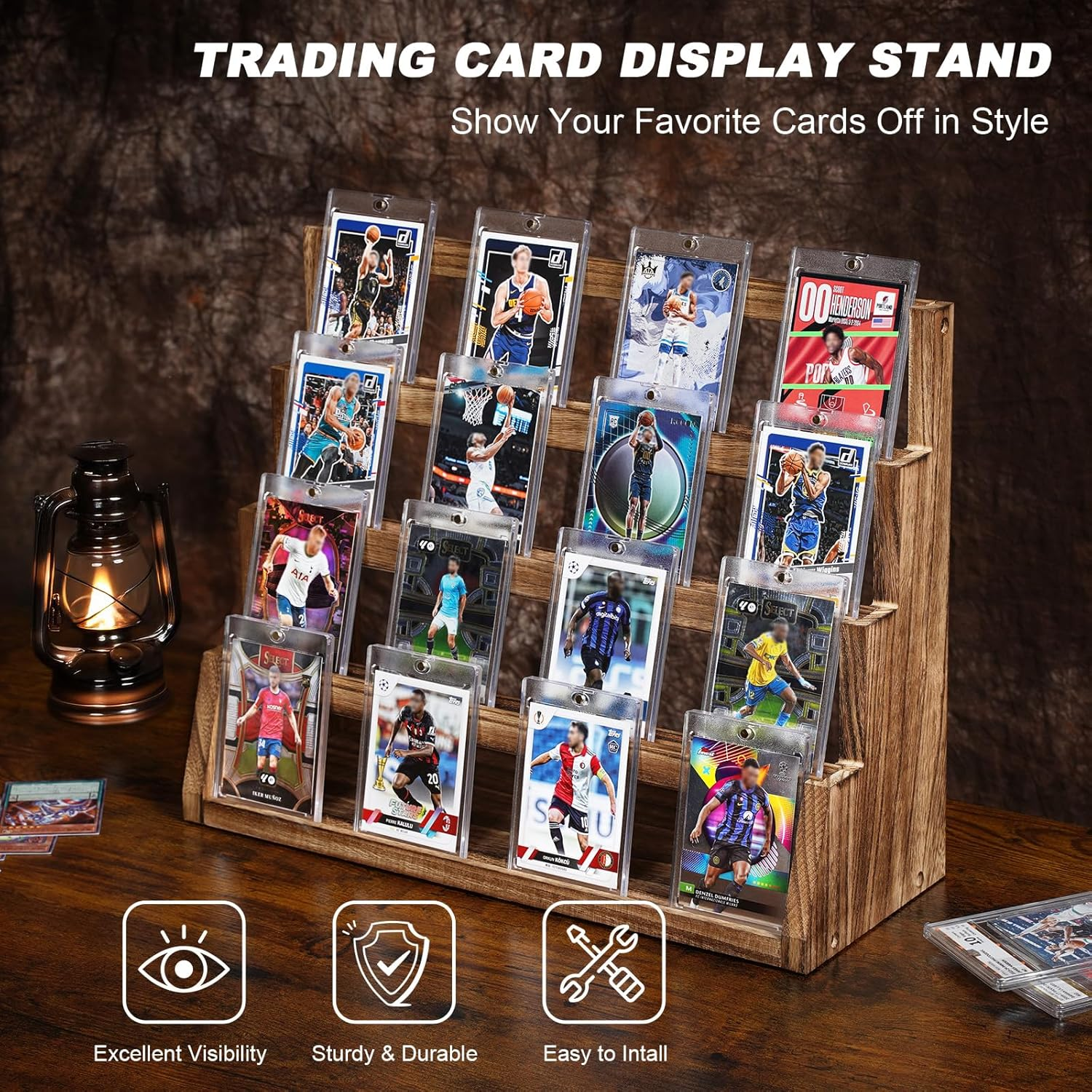 4-Tier Trading Card Display Rustic Brown