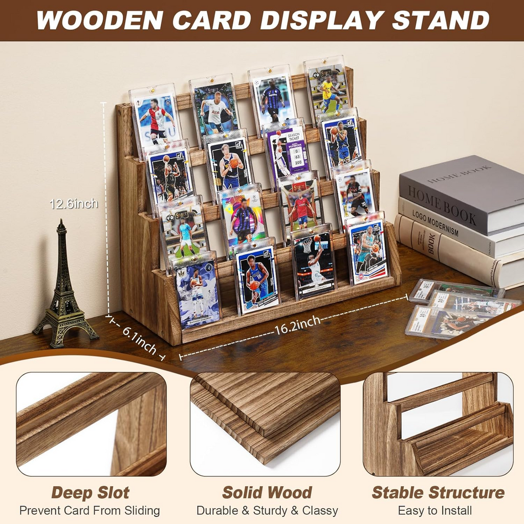 4-Tier Trading Card Display Rustic Brown