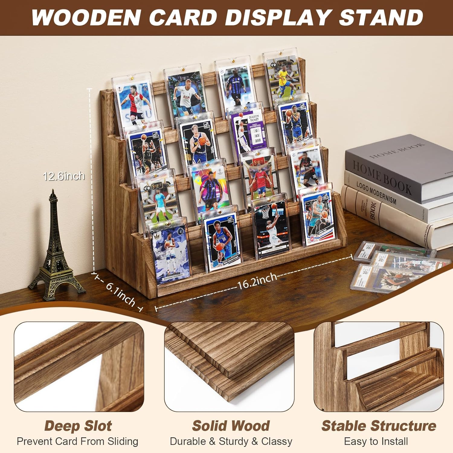 4-Tier Trading Card Display Rustic Brown