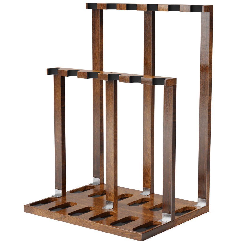 Wooden Free Standing Heavy Duty Shotgun Display Rack (Walnut)