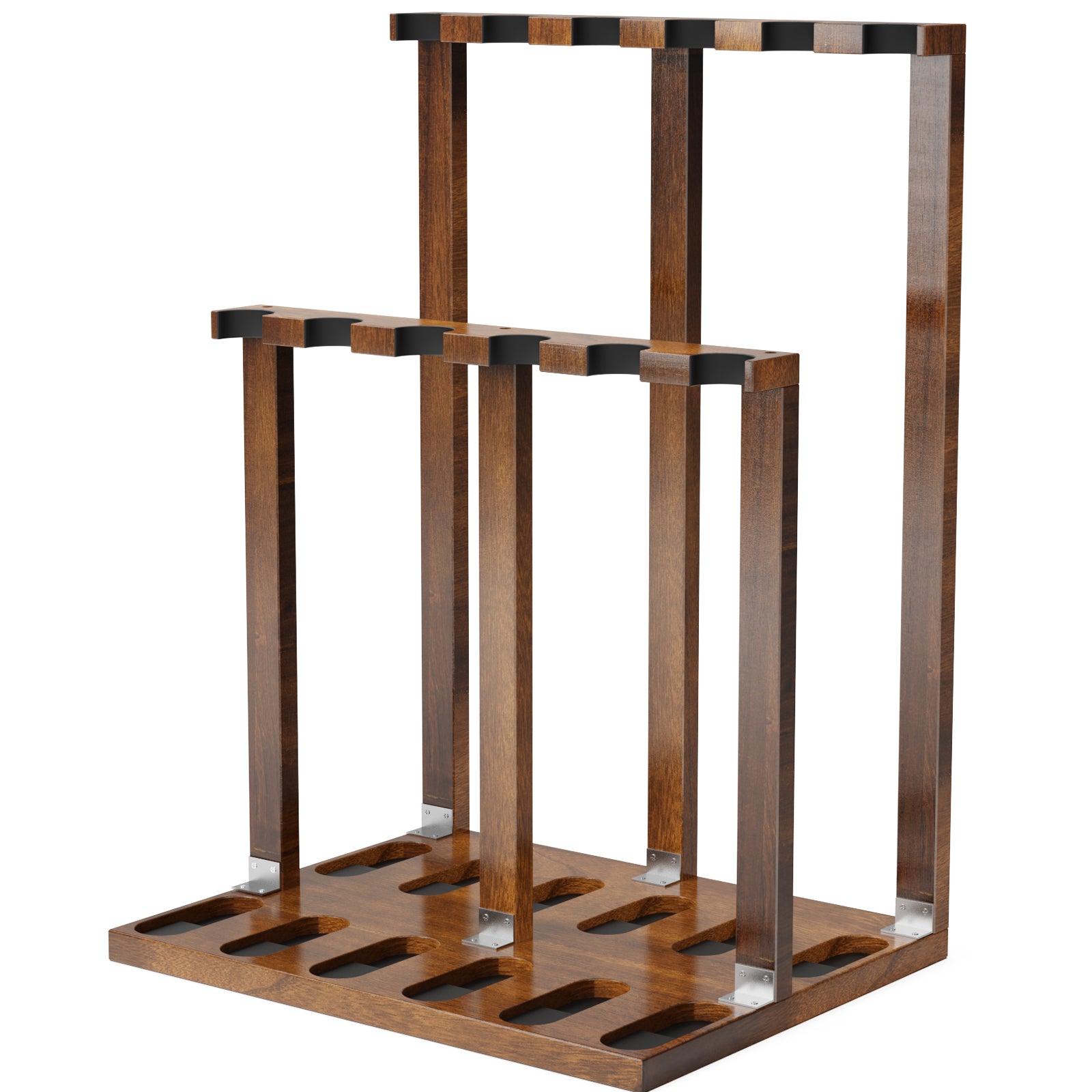 Wooden Free Standing Heavy Duty Shotgun Display Rack (Walnut)