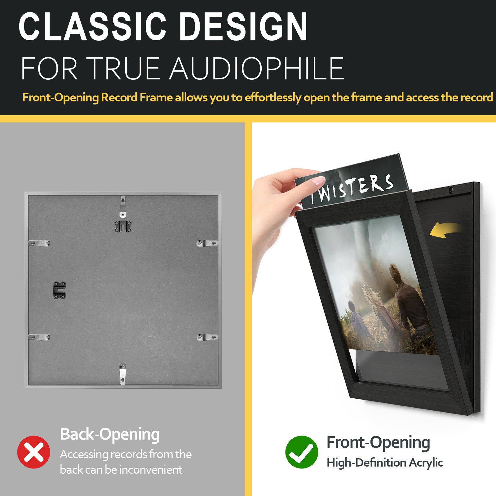 Honiway 3-Pack Album Frames for Vinyl Records Display