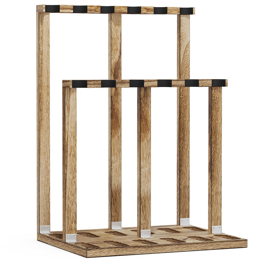 12 Storage Holder Wood Gun Rack (Carbonized Black)