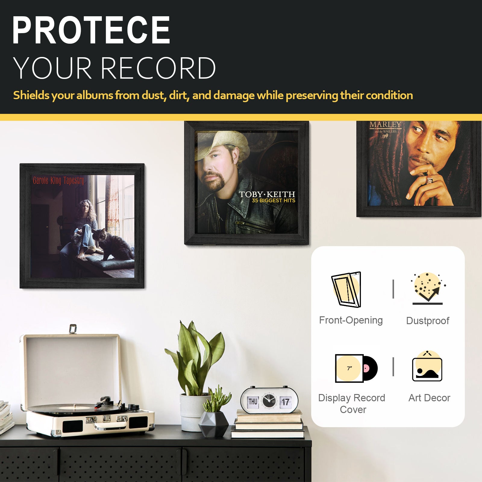Honiway 3-Pack Album Frames for Vinyl Records Display