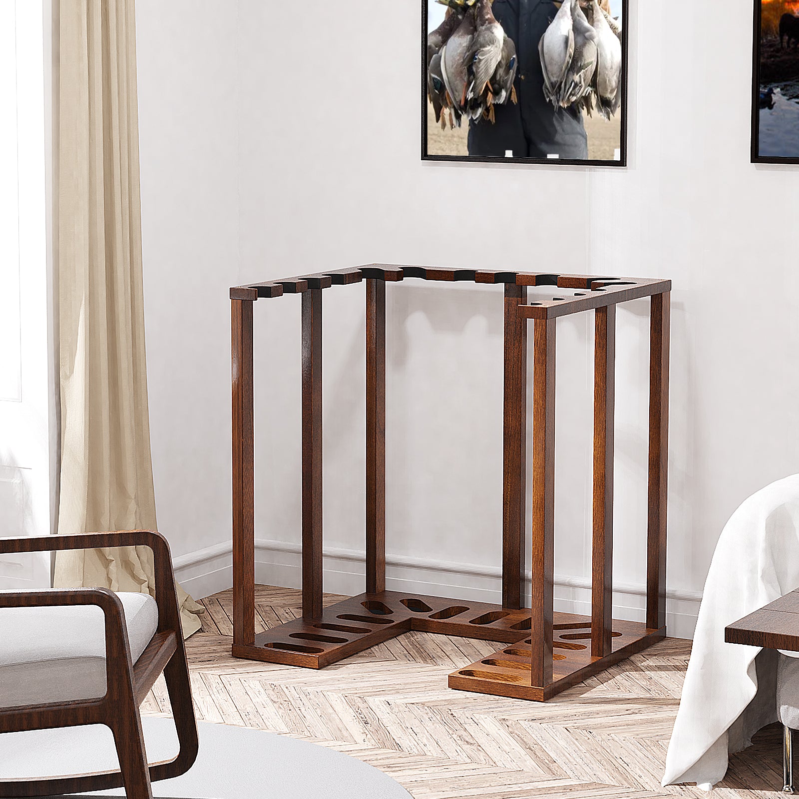 Indoor Gun Rack Corner Wood Heavy Gun Rack