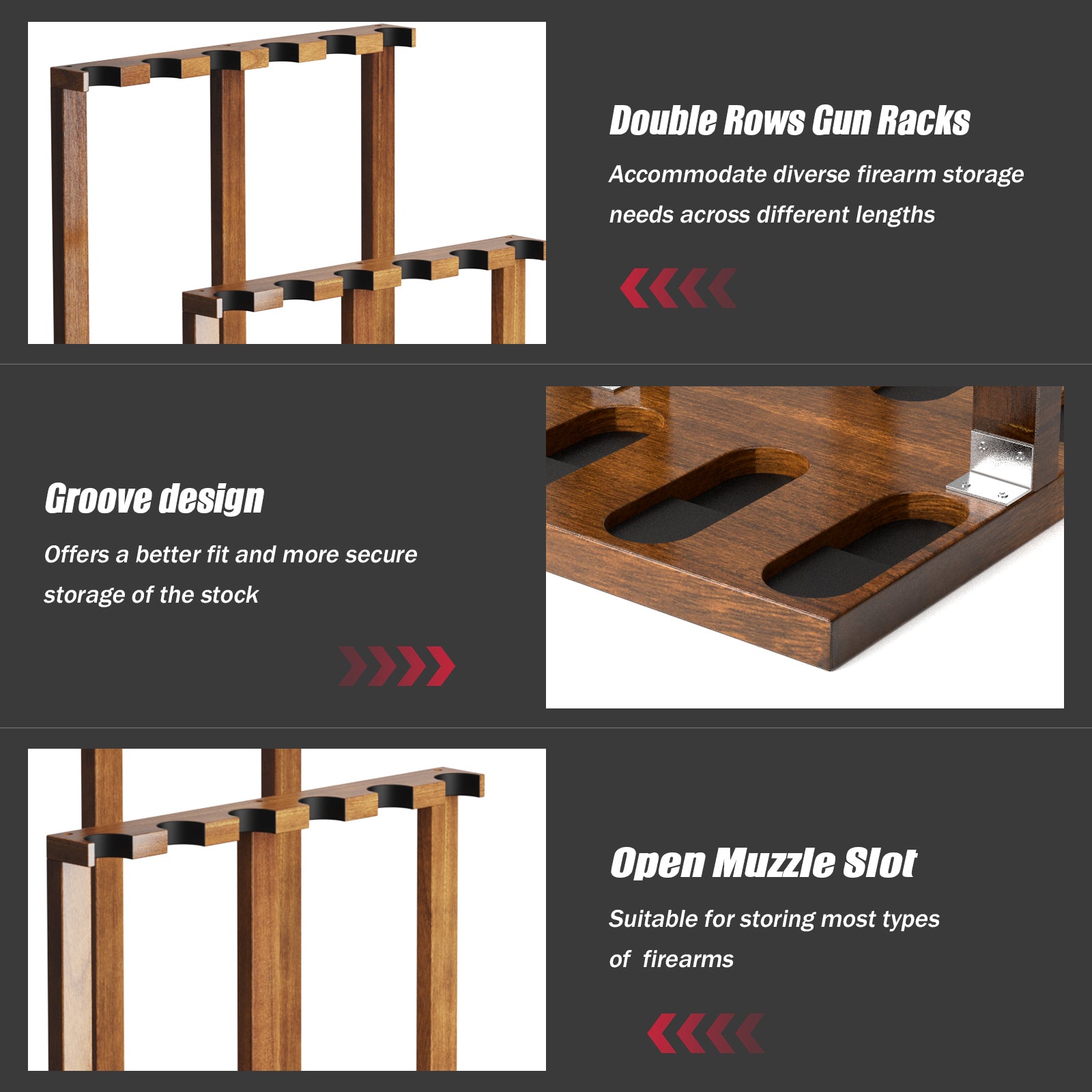 Wooden Free Standing Heavy Duty Shotgun Display Rack (Walnut)