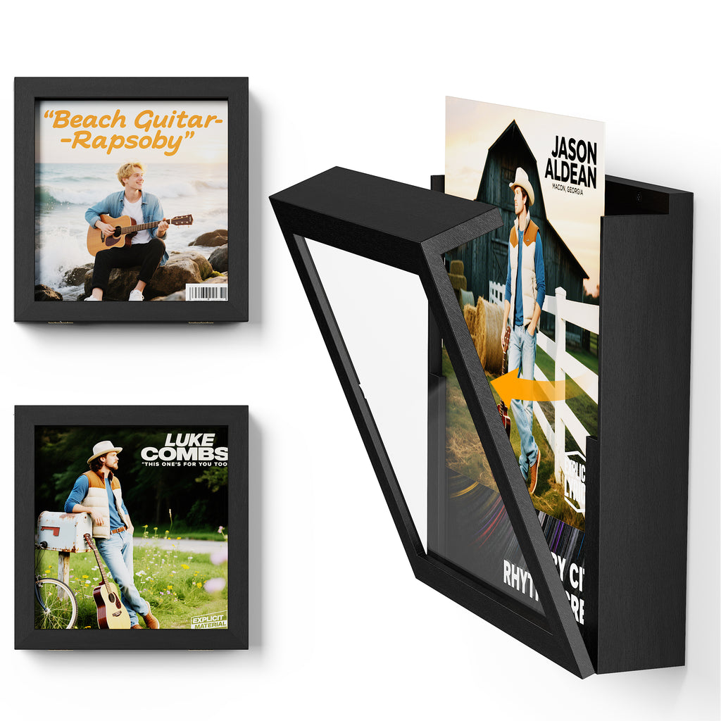 2 Pack 12x12 Vinyl Record Frame Black