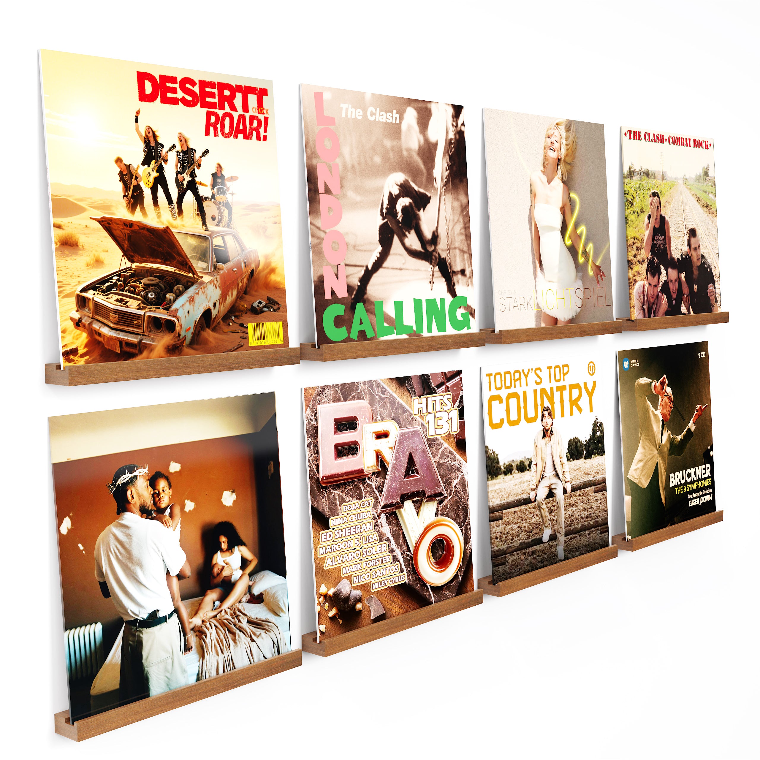 8 Pcs Vinyl Record Storage Walnut