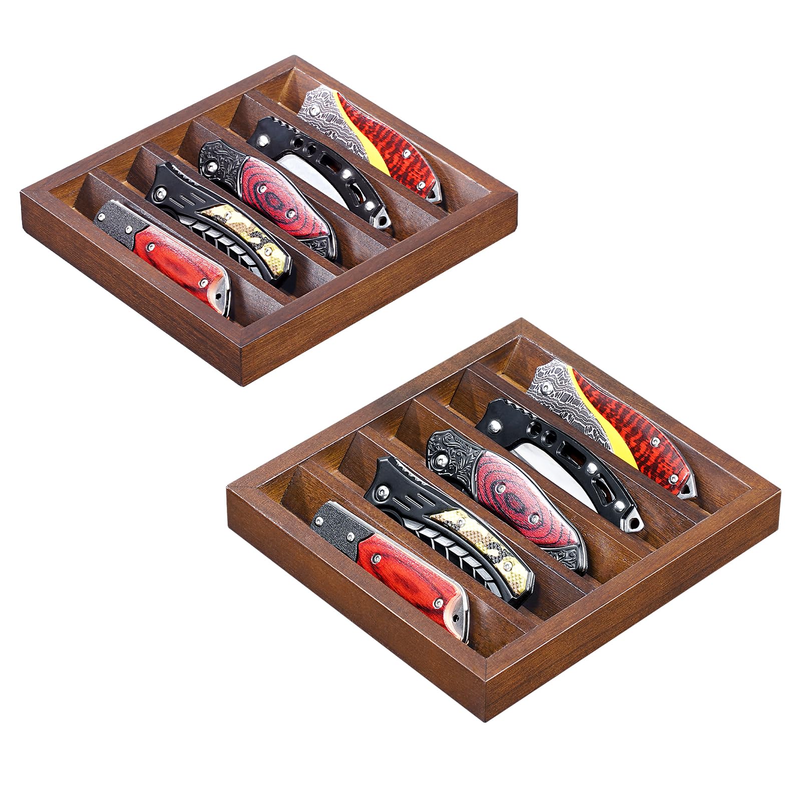 2 Pack Knife Display Case Walnut