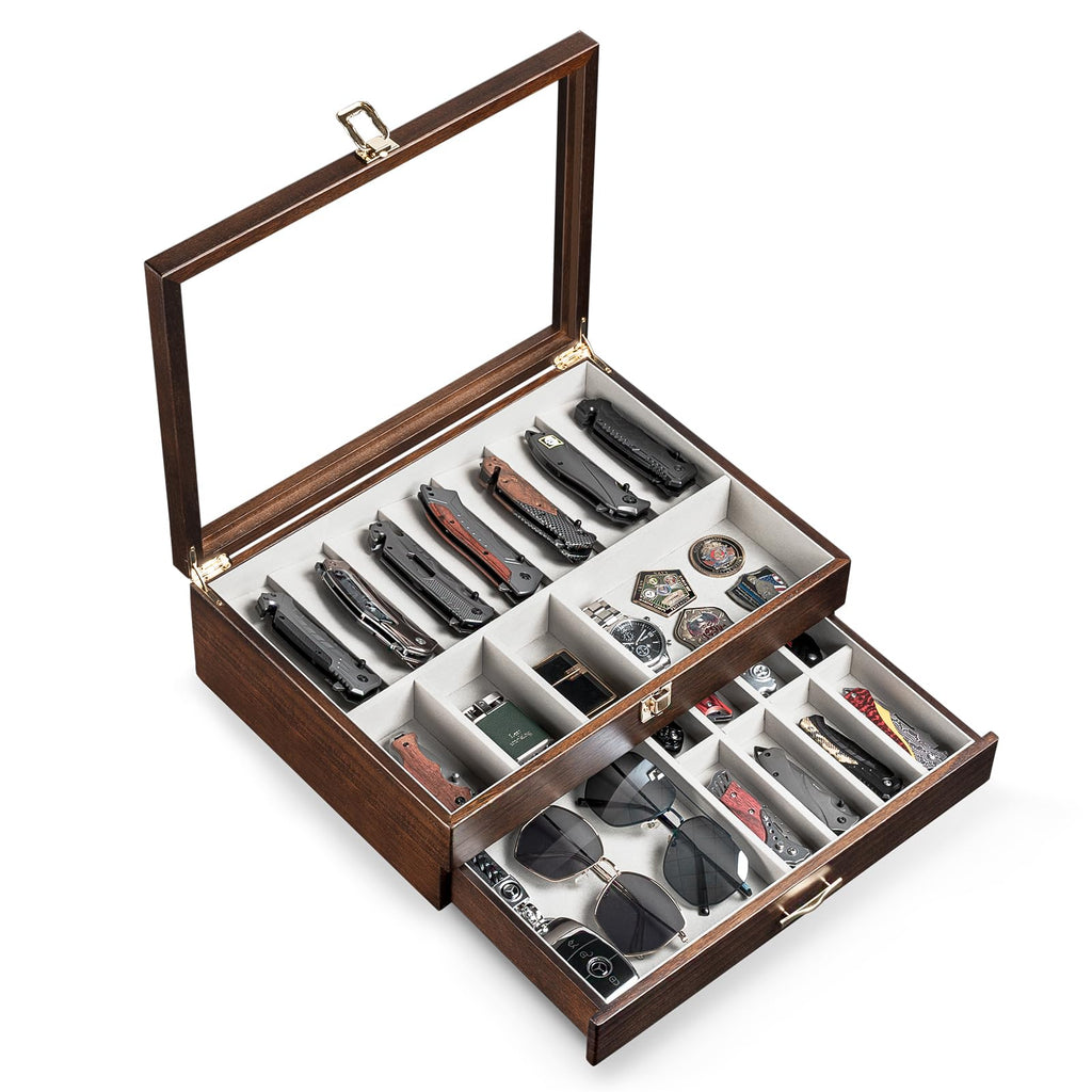 2-Layer Wooden Pocket Knife Case(Walnut)