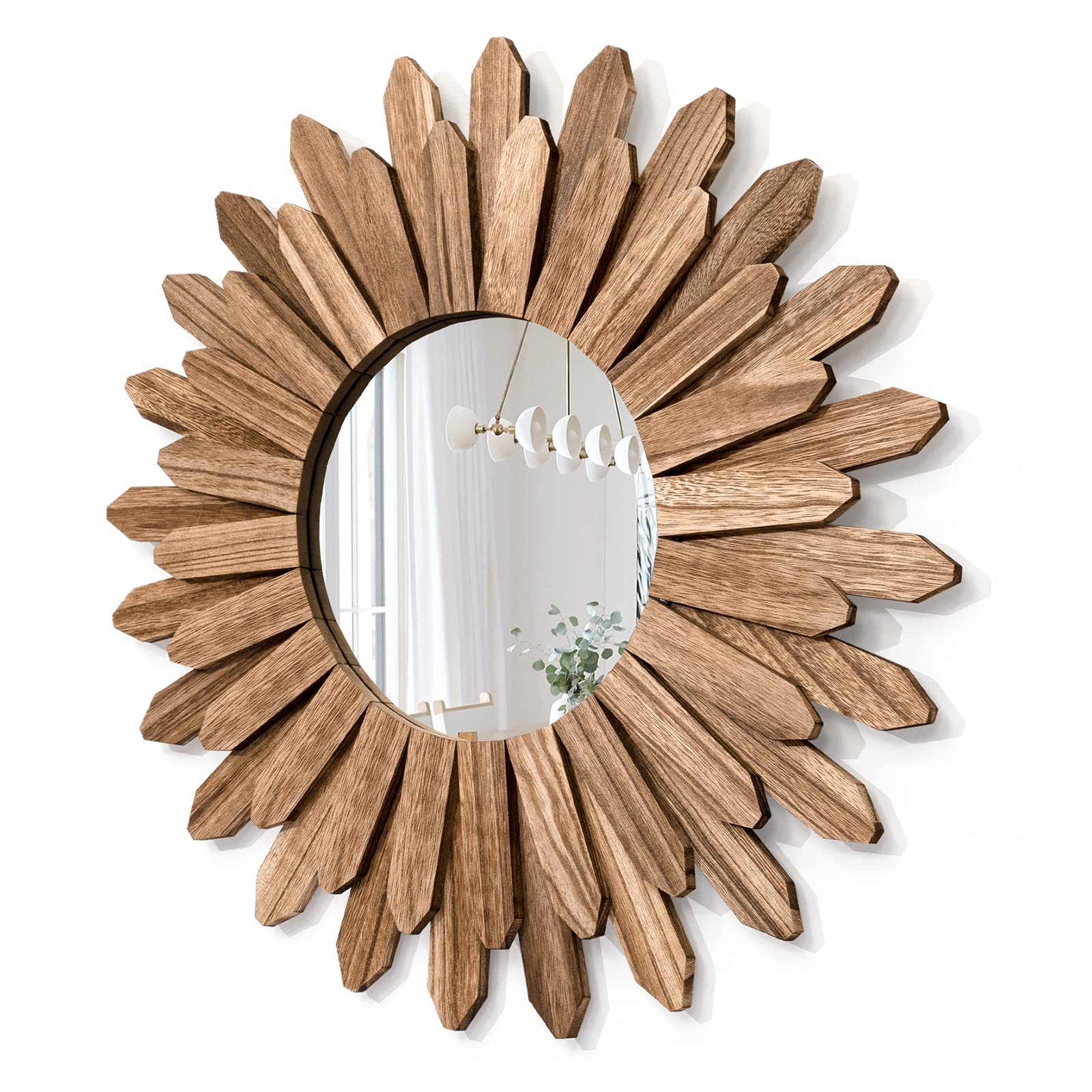 21 inch Rustic Wood Boho Aesthetic Mirror