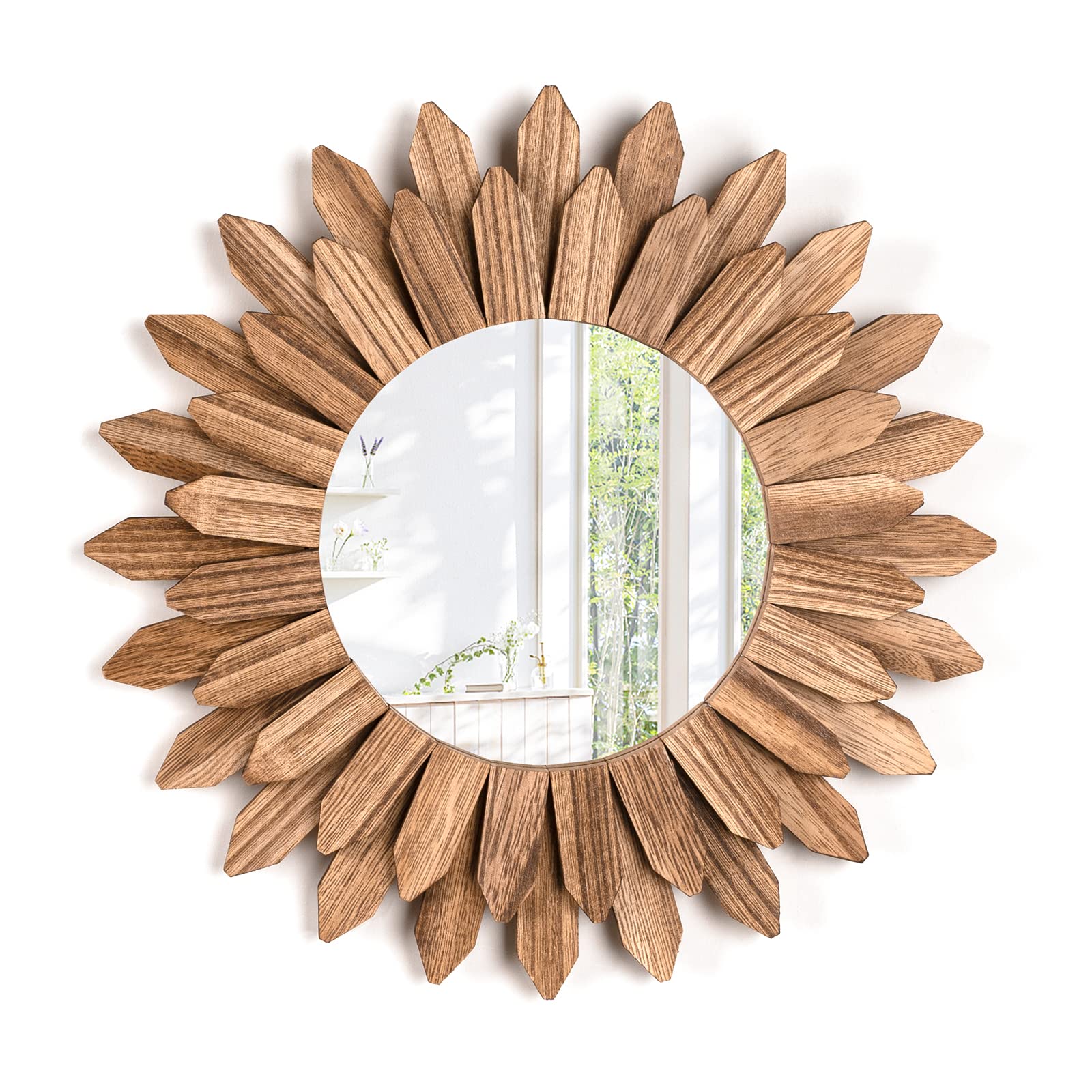 Honiway 12 inch Rustic Wood Mirror