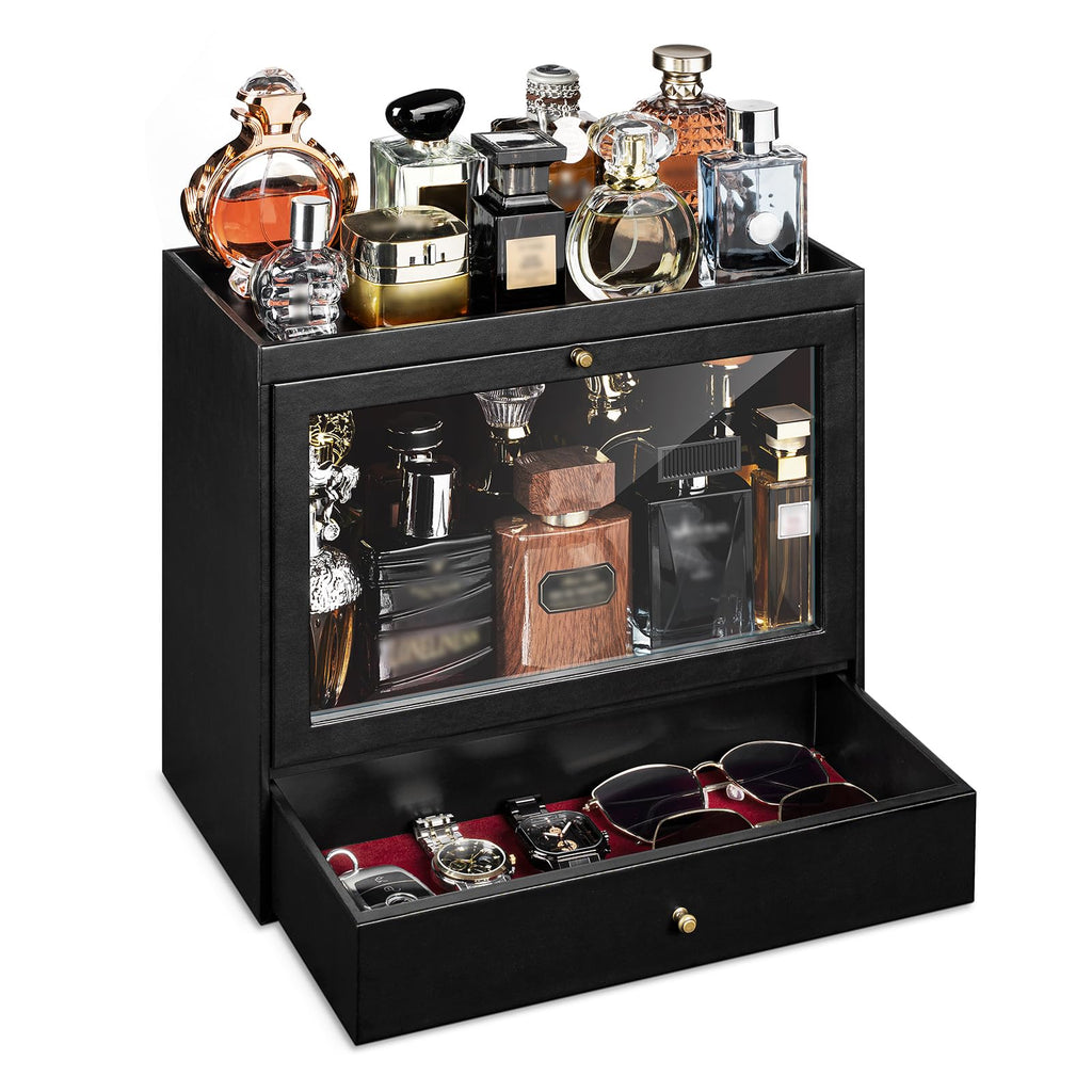 Leather Perfumes Organizer for Men black