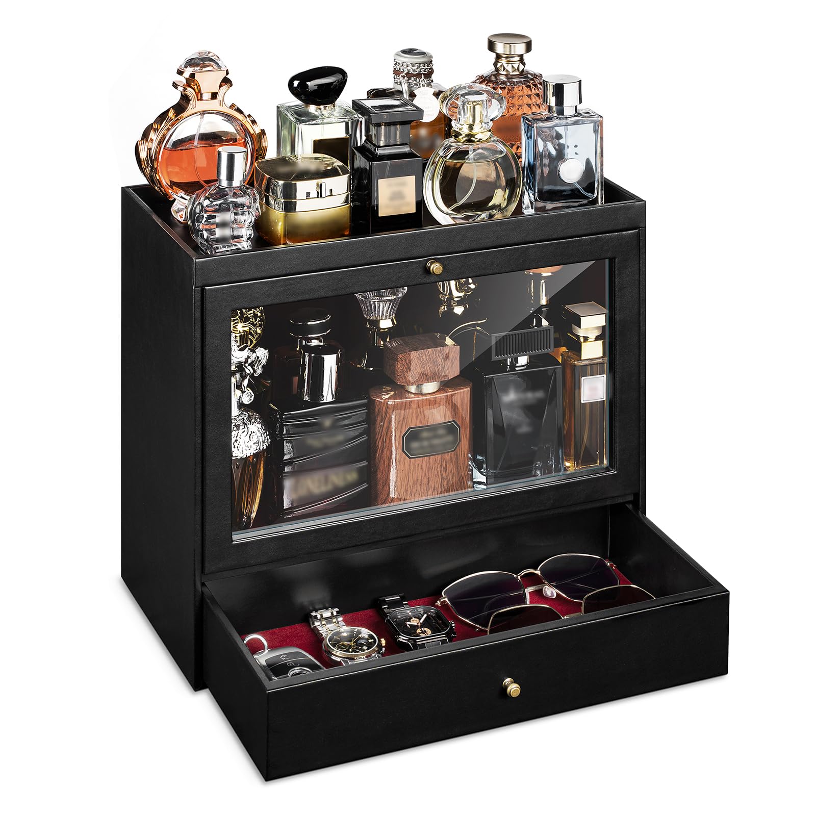 Leather Perfumes Organizer for Men black