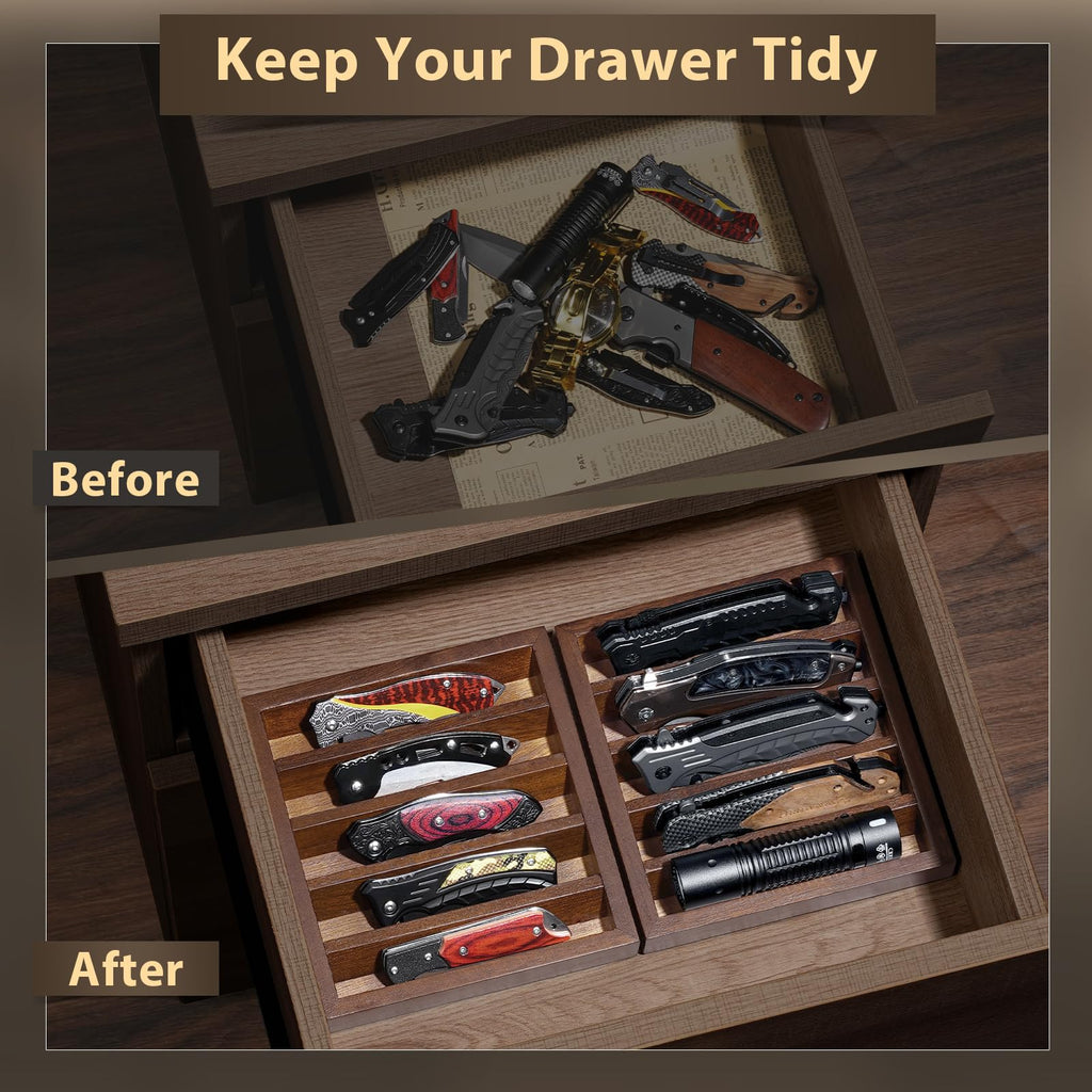 1 Pack Knife Display Case Walnut