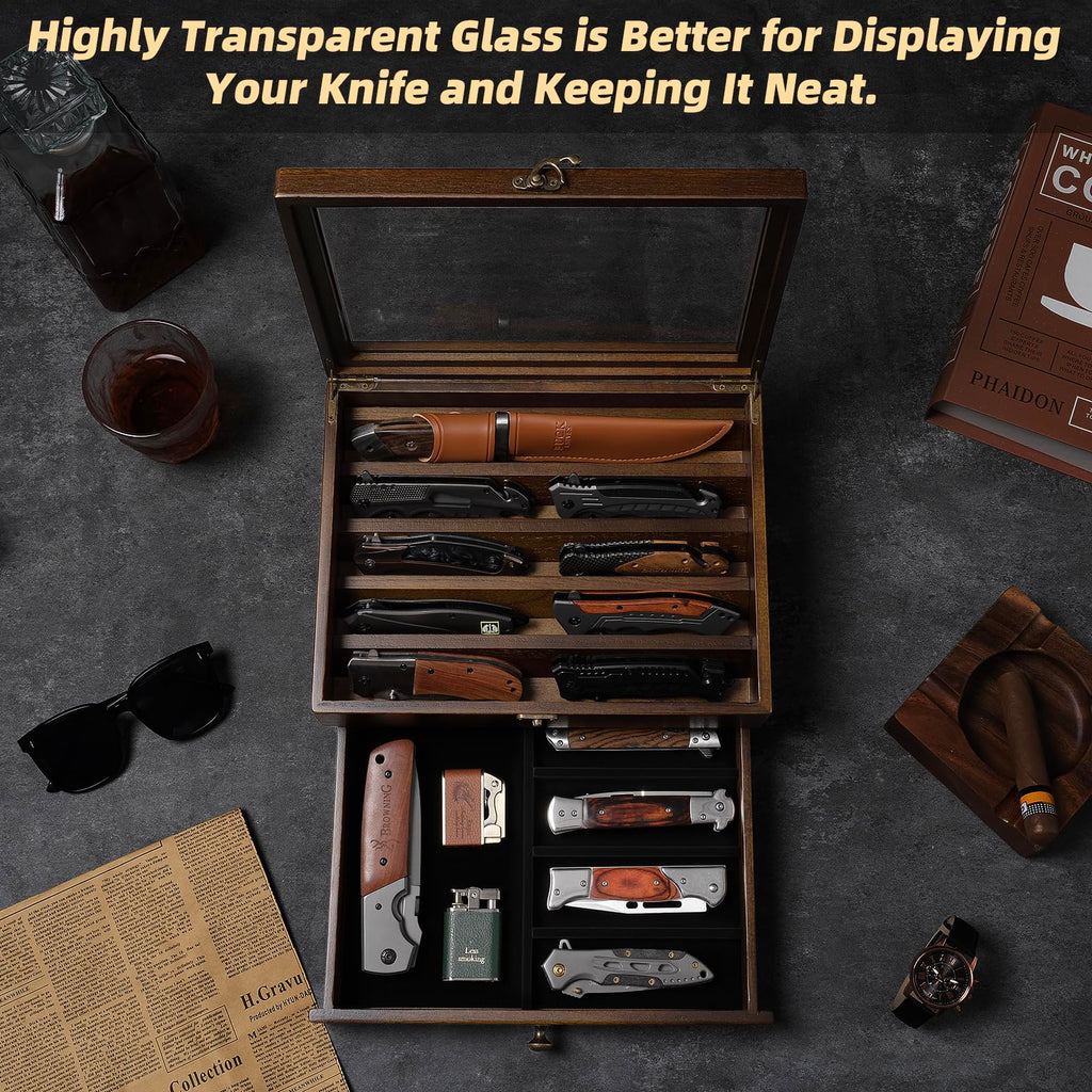2-Layer Wooden Pocket Knife Case