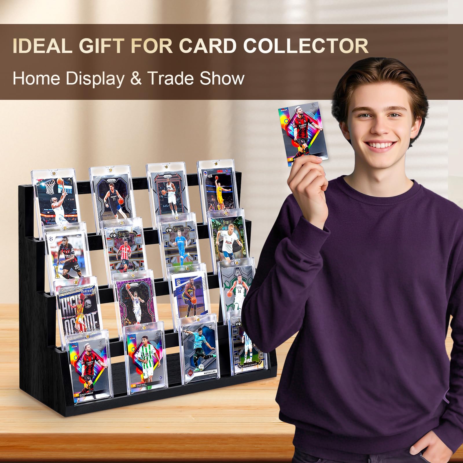 4-Tier Trading Card Display Black