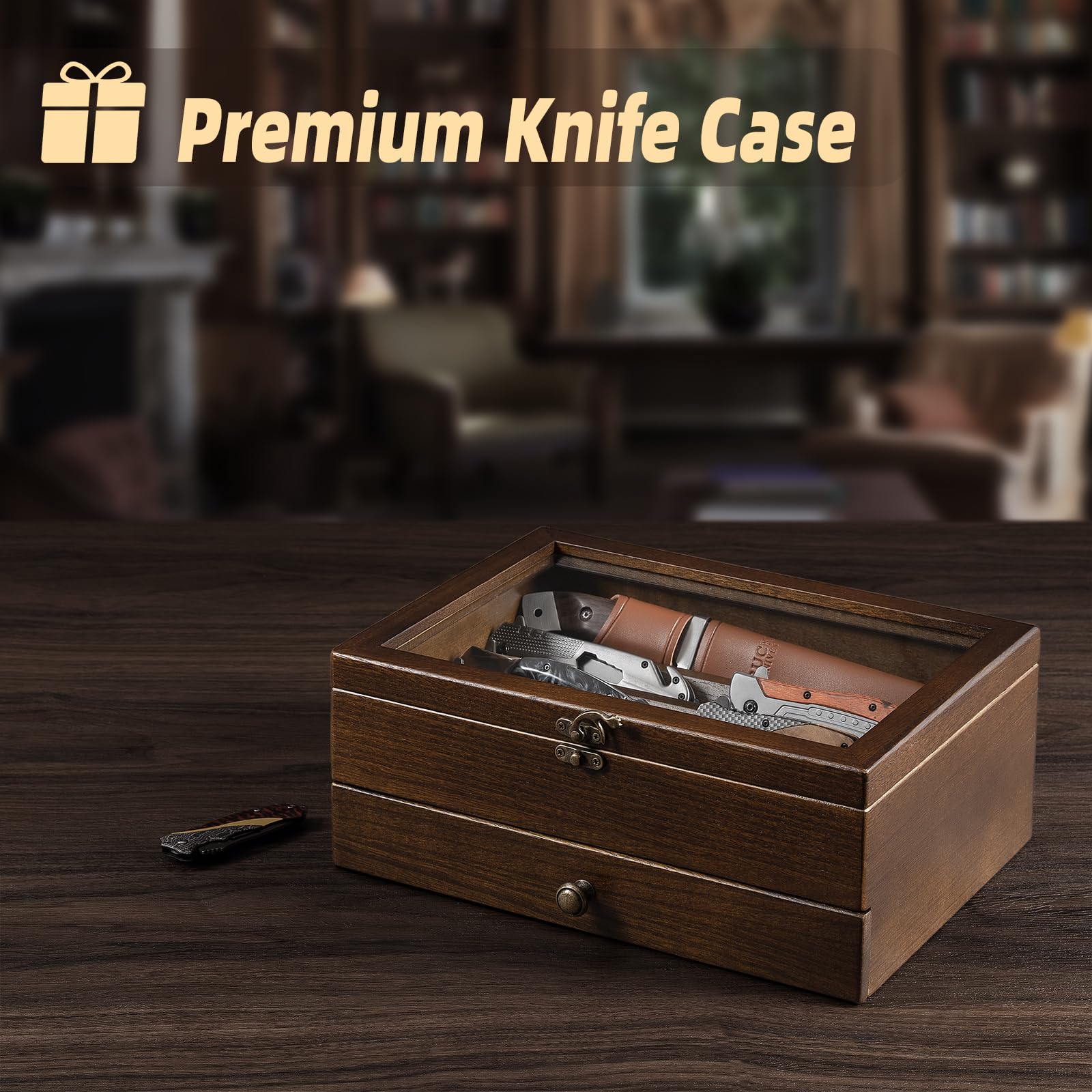 2-Layer Wooden Pocket Knife Case