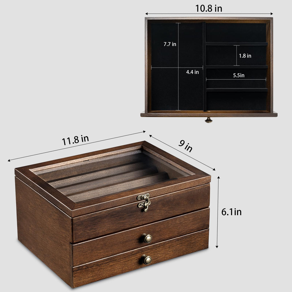 3-Layer Wooden Pocket Knife Case Walnut