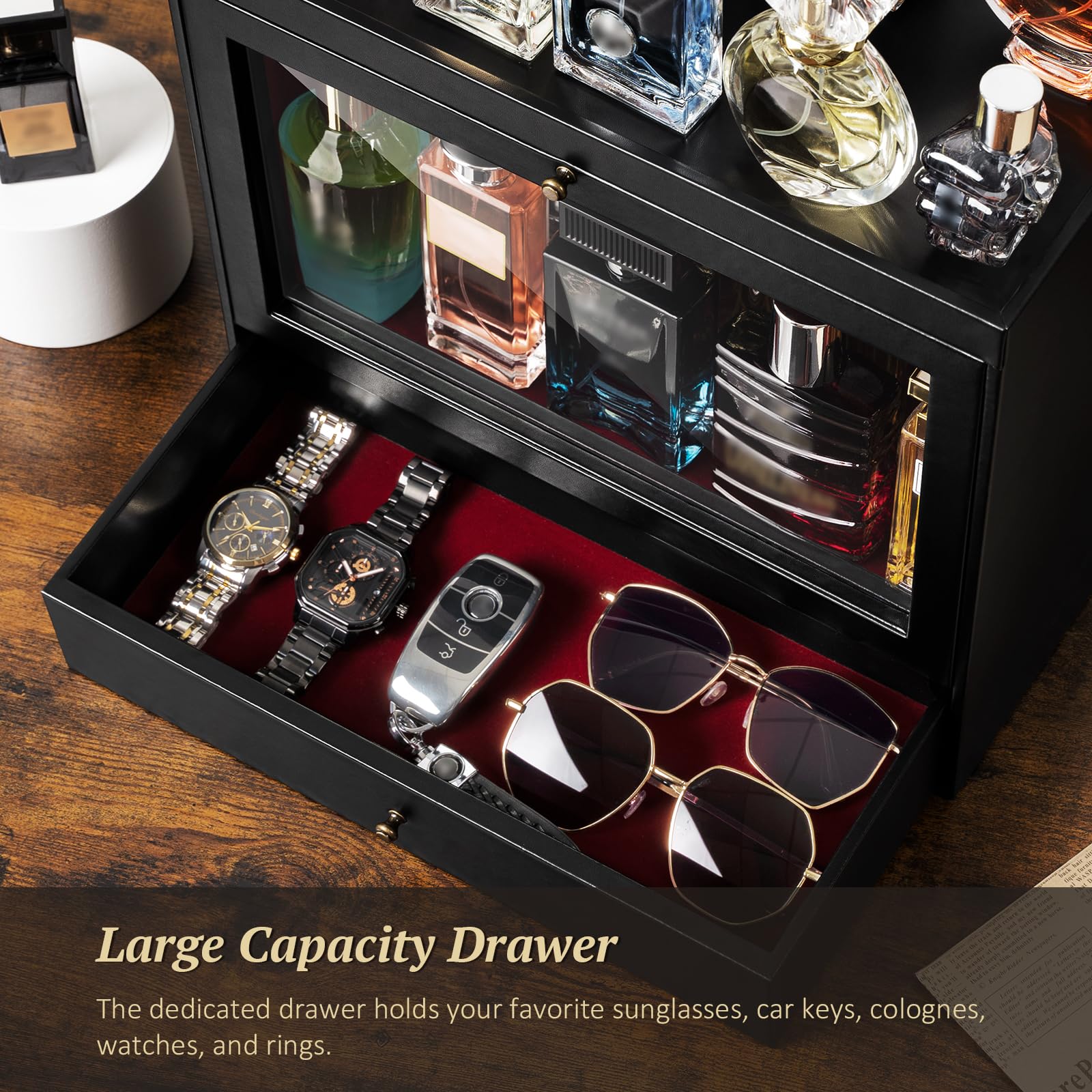 Leather Perfumes Organizer for Men black