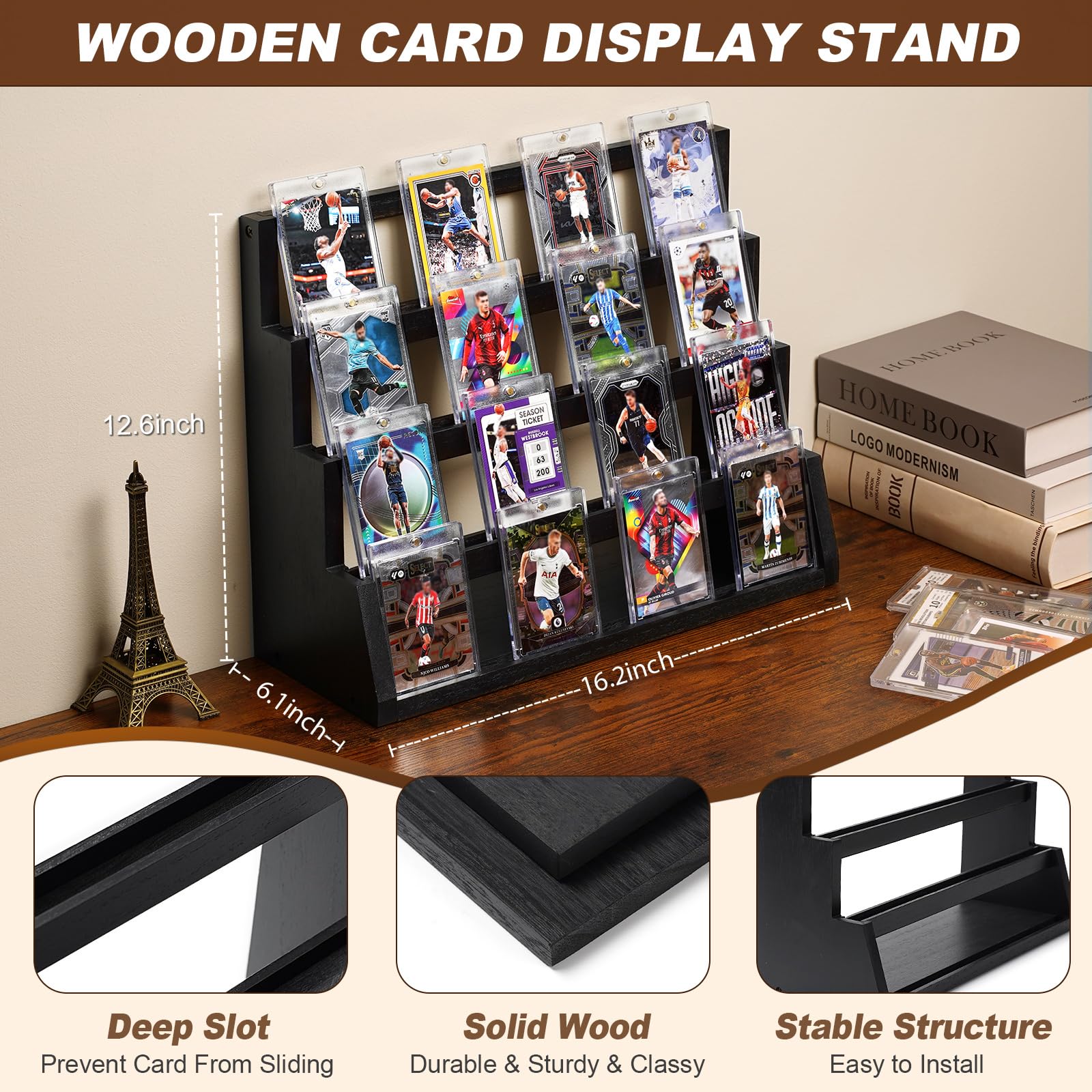 4-Tier Trading Card Display Black