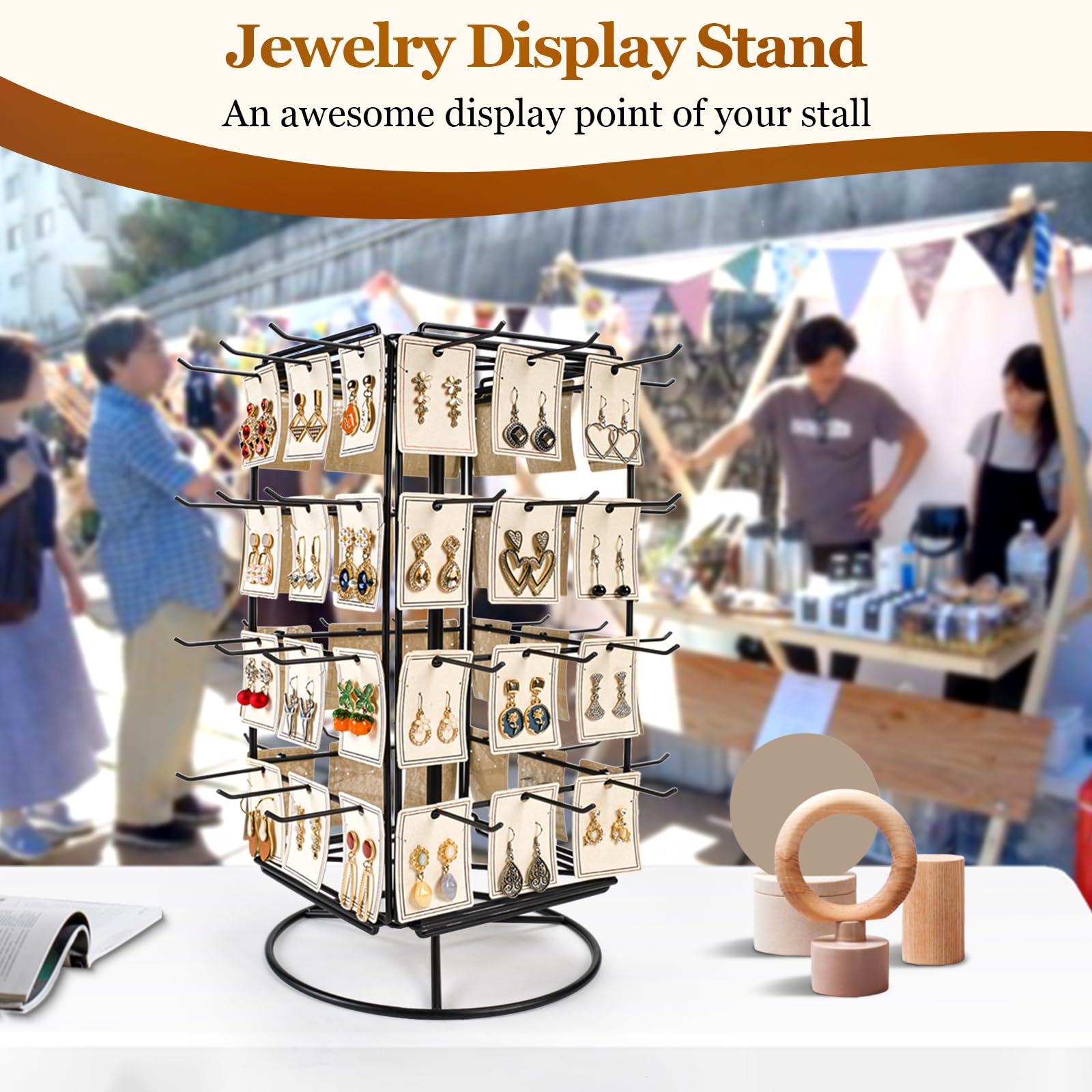 Rotating Earring Display Stands Black