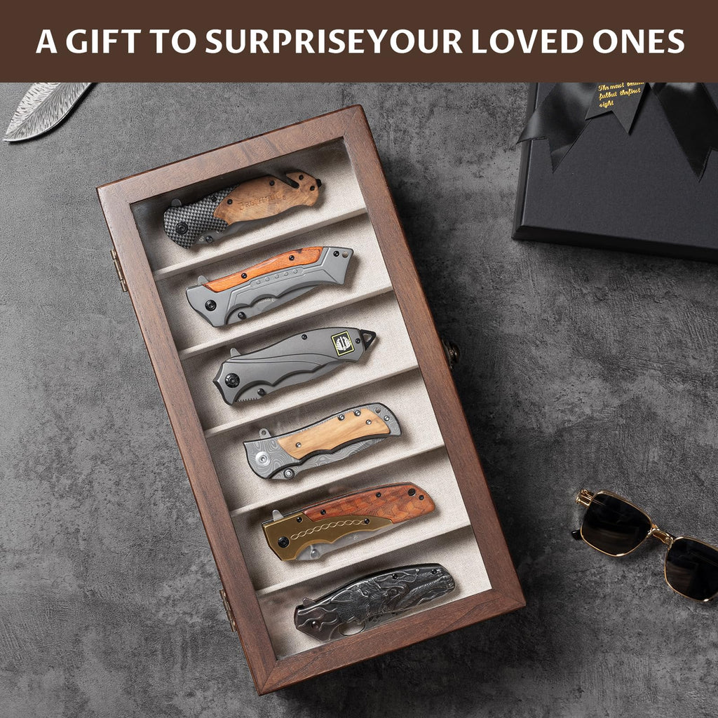 3-Layer Wooden Pocket Knife Case--Walnut
