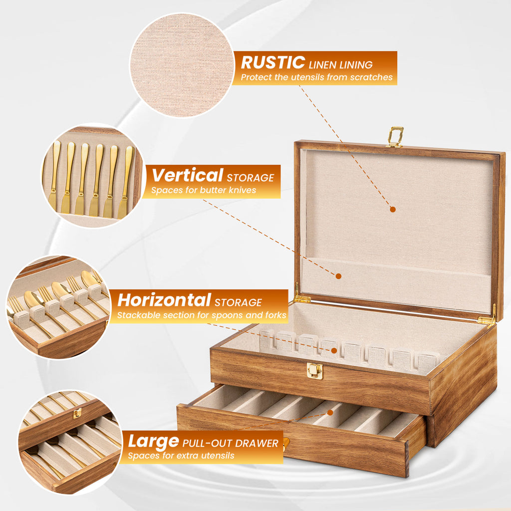 2-Layer Wooden Silverware,Wood