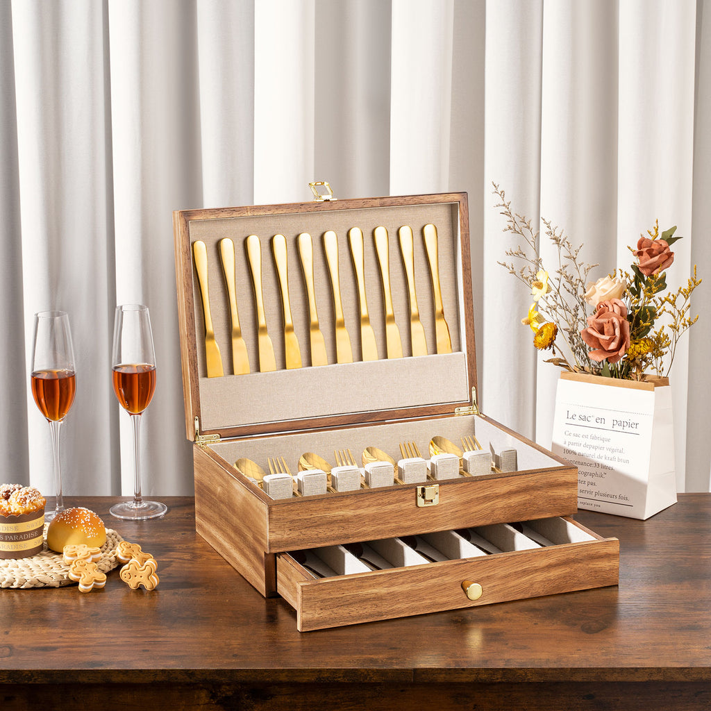 2-Layer Wooden Silverware,Wood